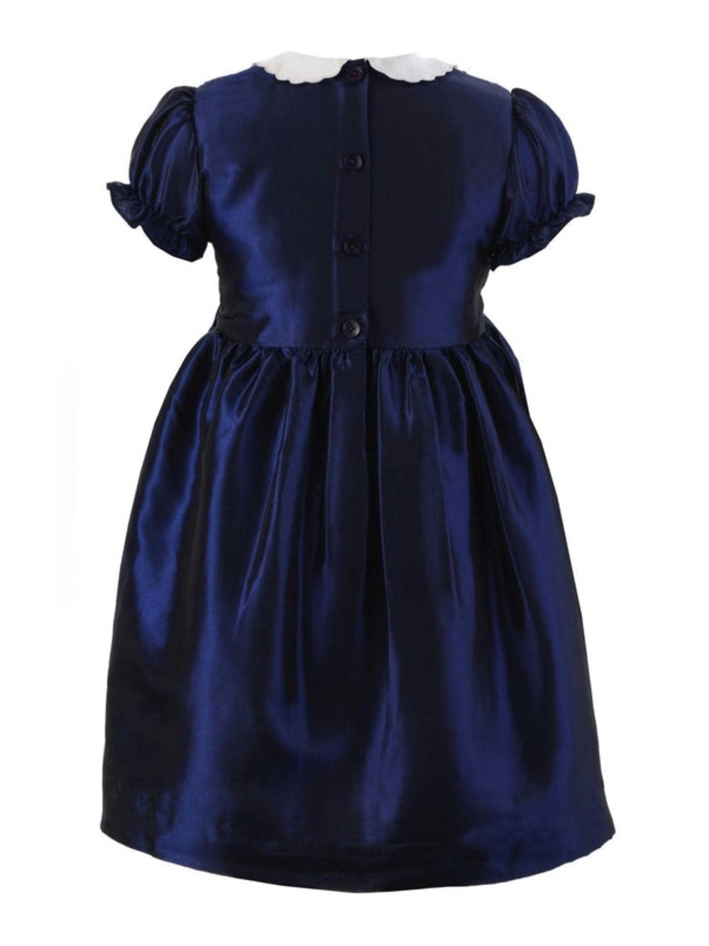 Rachel Riley Navy Blue Taffeta Smocked Dress Size 6-12 Months - Like New - Picture 3 of 7